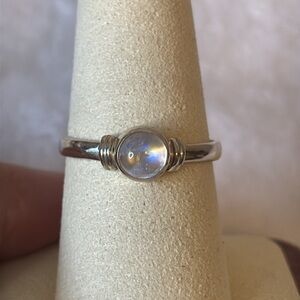 Natural Rainbow Moonstone 925 Sterling Silver Ring